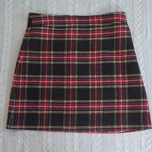 J Crew Plaid Mini Skirt Size 12 Red Black Tartan EUC